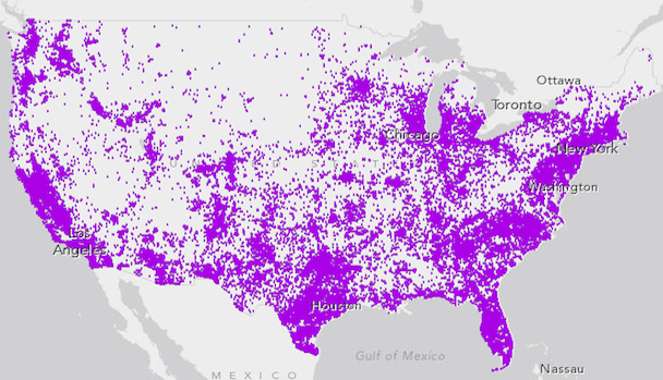 Americans who speak Spanish at home, map and data via the Census Bureau.